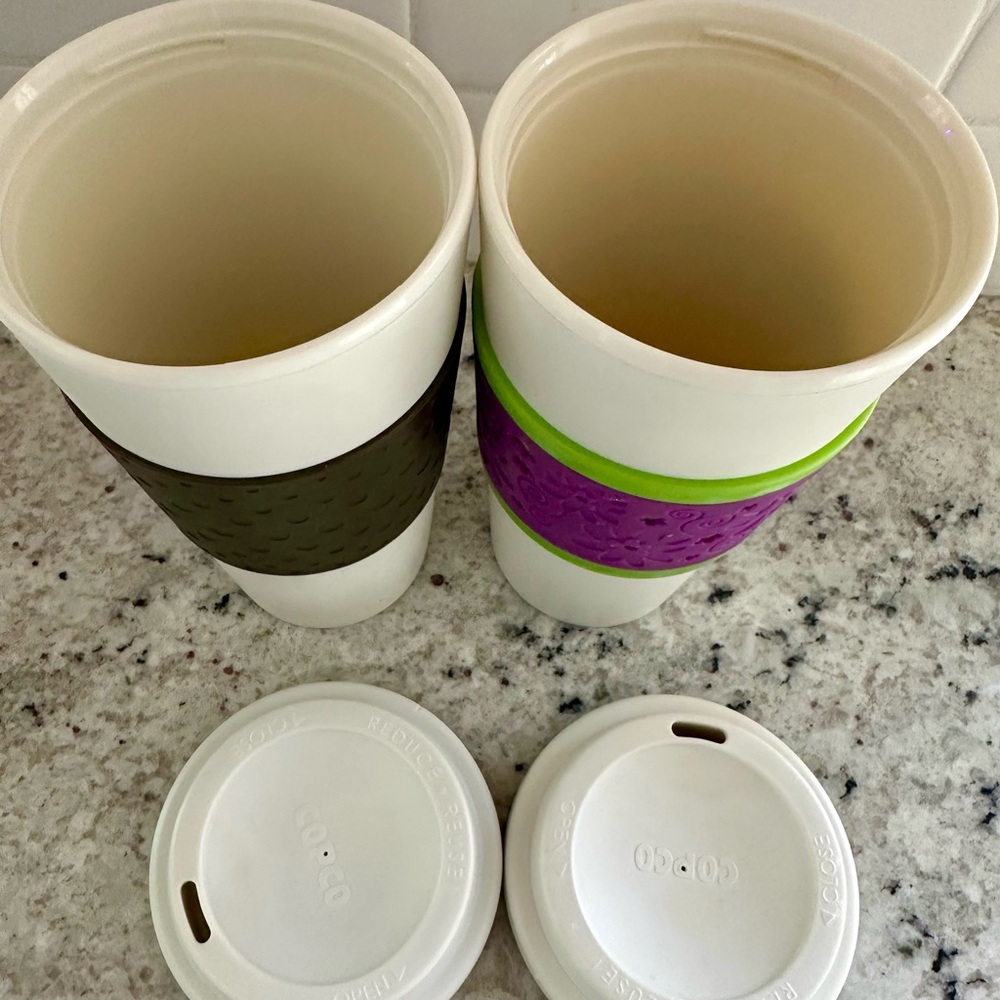 Set of Two White Copco Travel Mugs - Picture 2 of 3